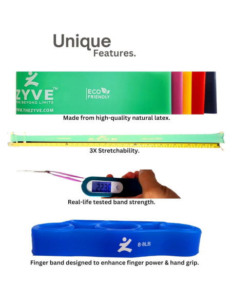 Bandas de Resistencia ZYVE MINIBAND 5 Niveles Caucho Natural