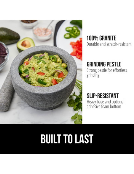 Juego de Mortero y Pestle Gorilla Grip 1.5 Taza Granito Gris