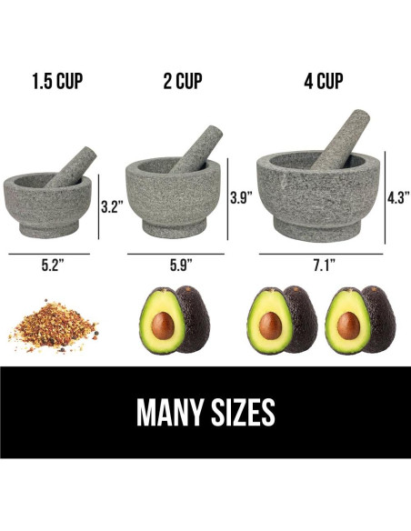 Juego de Mortero y Pestle Gorilla Grip 1.5 Taza Granito Gris