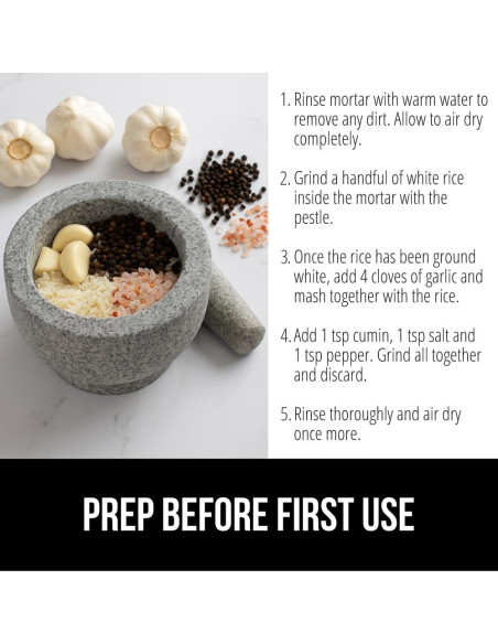 Juego de Mortero y Pestle Gorilla Grip 1.5 Taza Granito Gris