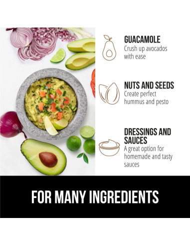 Juego de Mortero y Pestle Gorilla Grip 1.5 Taza Granito Gris