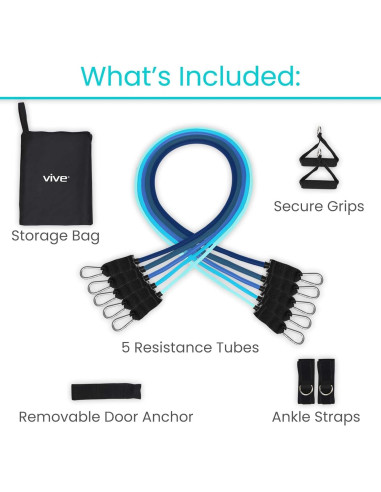 Bandas de Resistencia Vive 11 Pcs con Mangos y Anclaje - 31.75 kg