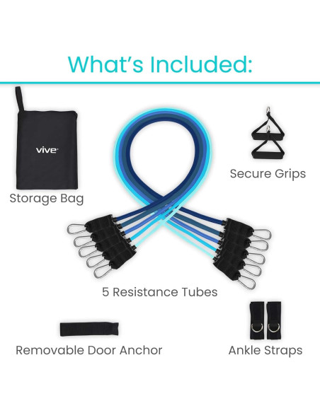 Bandas de Resistencia Vive 11 Pcs con Mangos y Anclaje - 31.75 kg