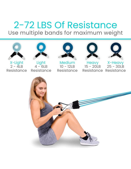 Bandas de Resistencia Vive 11 Pcs con Mangos y Anclaje - 31.75 kg