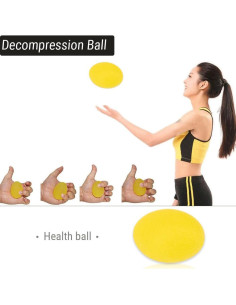 Pelota Antiestrés Squeeze Dilwe Amarillo para Mano y Dedo 2