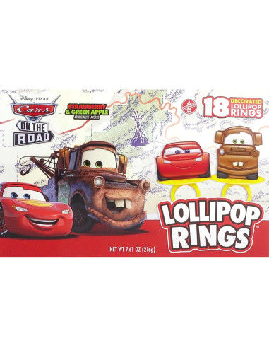 Anillos Lollipop Disney Pixar Cars 18 Piezas Sabor Fresa