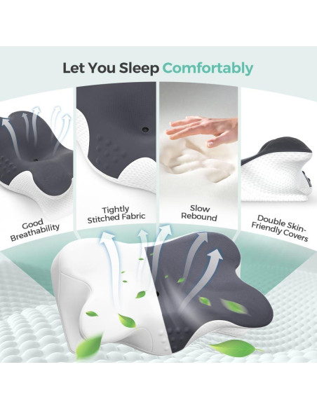 Almohada Cervical Ergonomica Jpoht Queen Espuma Viscoelástica