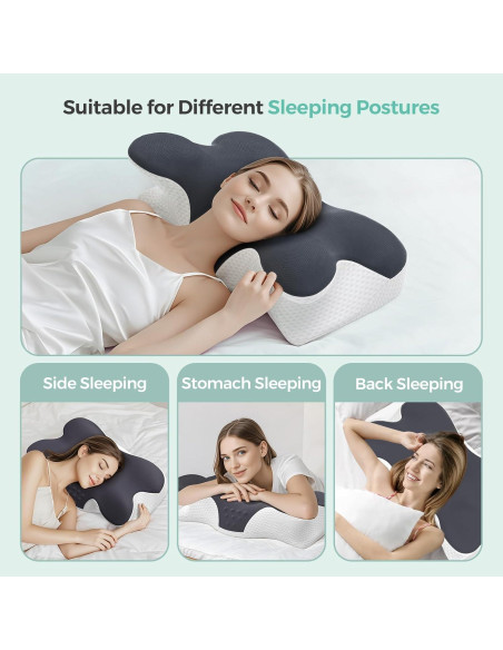 Almohada Cervical Ergonomica Jpoht Queen Espuma Viscoelástica