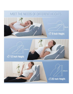 Cojín en cuña ajustable Ziiyllean para reflujo ácido 60 cm 2