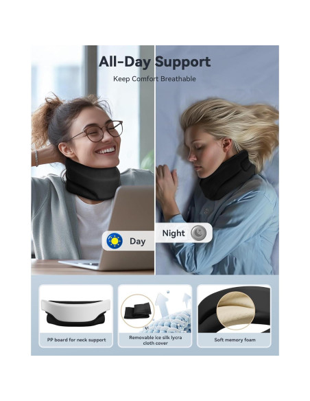 Collarín Cervical Qwnccet Negro Mediano 32-40.6 cm Soporte