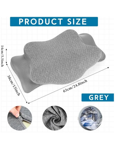 Funda de Almohada Cervical HunnmingRe Gris 63x38 cm Ergonómica