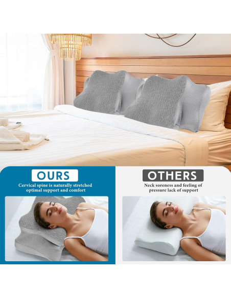 Funda de Almohada Cervical HunnmingRe Gris 63x38 cm Ergonómica