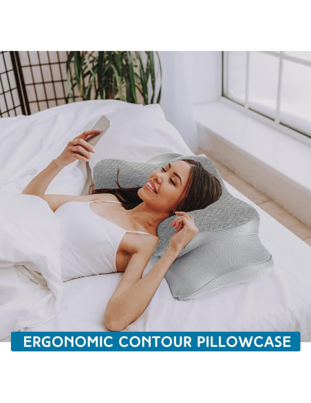 Funda de Almohada Cervical HunnmingRe Gris 63x38 cm Ergonómica