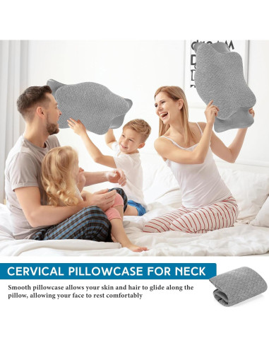 Funda de Almohada Cervical HunnmingRe Gris 63x38 cm Ergonómica