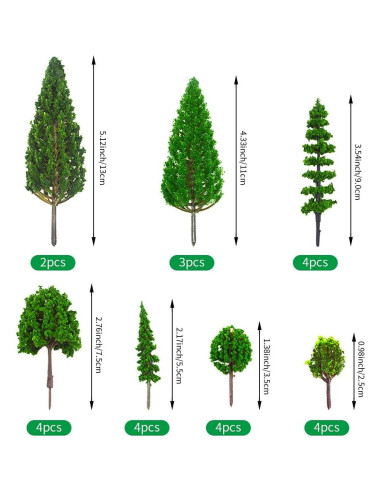 25 Árboles Miniatura Mixtos MOMOONNON para Diorama 2.5-13 cm