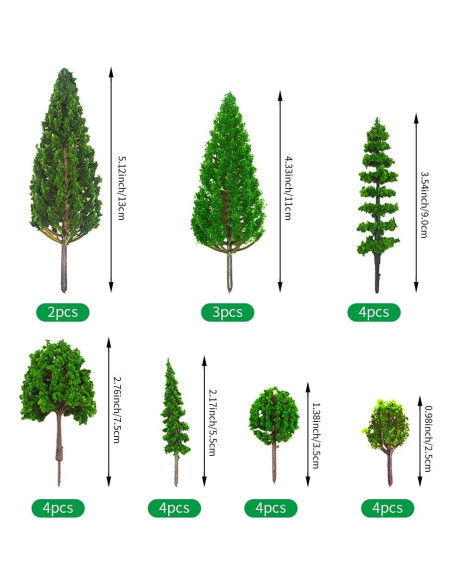 25 Árboles Miniatura Mixtos MOMOONNON para Diorama 2.5-13 cm