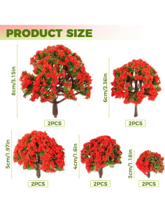 Yetaha 10pcs Árboles Modelo con Flores Rojas para Diorama 2