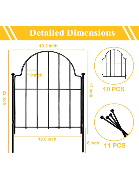 Cerca de Jardín Metal Blingluck 10 Paneles 3.35 m Arqueada