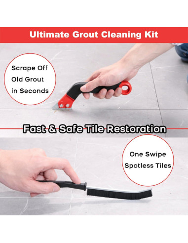 Kit de Herramientas para Remoción de Lechada MaxMona - 2 Raspadores, 6 Cuchillas, 2 Cepillos