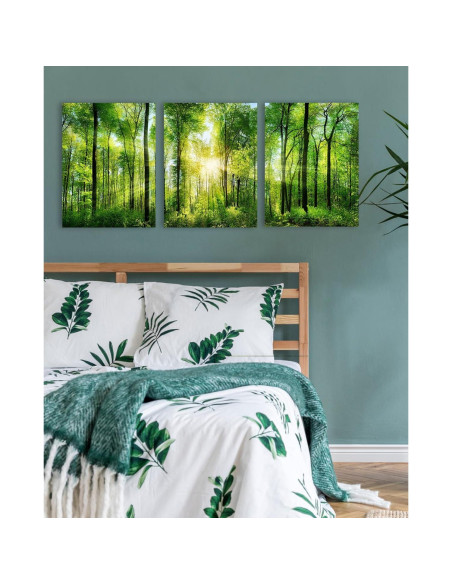 Arte de Pared Lienzo Bosque Verde 3 Paneles 30x40cm