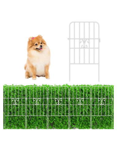 Cerca de Jardín ShopLaLa 10 Paneles Metal Blanca 3,05 m