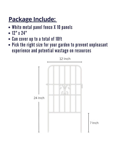 Cerca de Jardín ShopLaLa 10 Paneles Metal Blanca 3,05 m