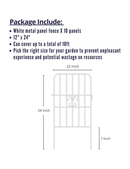 Cerca de Jardín ShopLaLa 10 Paneles Metal Blanca 3,05 m