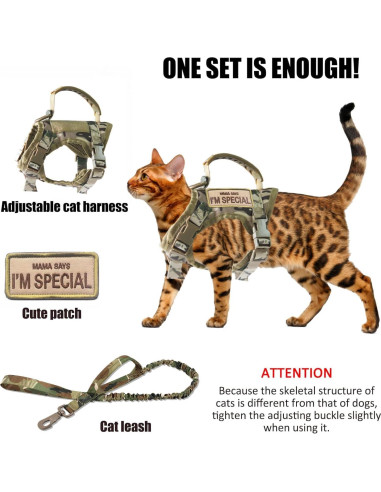 Arnés Táctico Ajustable AIWAI para Gato Grande Camuflaje