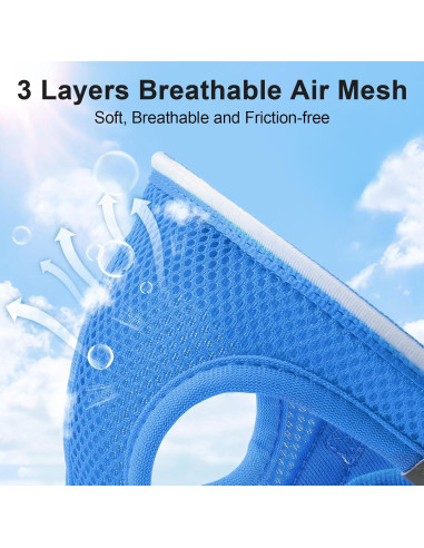 Arnés LED Recargable para Perros Feycig Azul Cielo Tamaño S