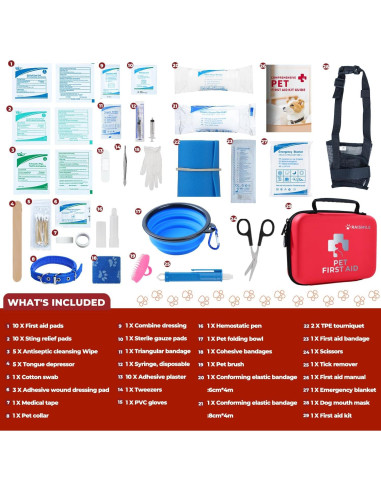 Kit de Primeros Auxilios para Mascotas Raismile 23x18cm