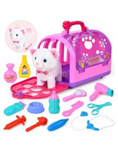 Juego de Veterinario Fegalop con Gato de Peluche 15 Piezas