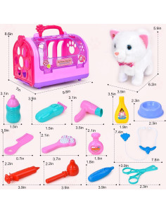 Juego de Veterinario Fegalop con Gato de Peluche 15 Piezas 2