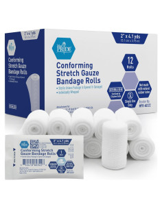 Venda de Gasa Elástica Conformable MED PRIDE 5 cm x 4.1 m - 12 Rollos