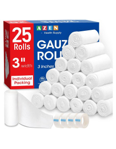 AZEN Gasa Médica Premium 25 Rollos 7,62 cm x 3,75 m