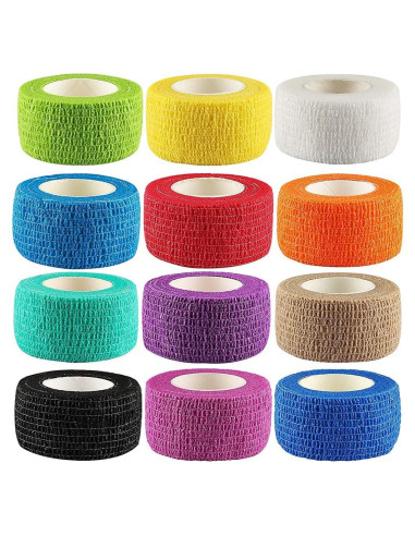 Paquete de 12 Vendas Autoadhesivas 2,54 cm x 4,57 m Colores