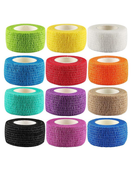 Paquete de 12 Vendas Autoadhesivas 2,54 cm x 4,57 m Colores