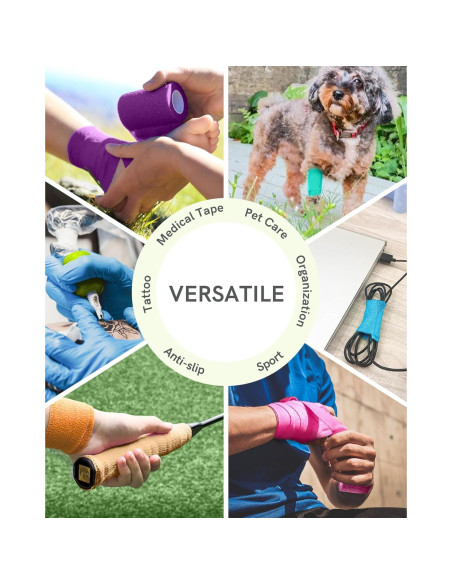 Vendaje Autoadhesivo FriCARE 2" x 5,08m Kit 6 Rollos Arcoíris