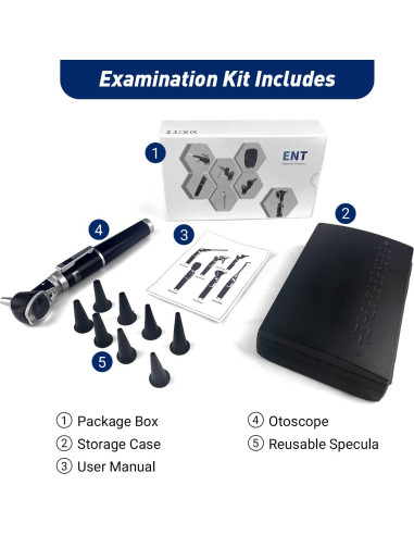 Otoscopio HONSUN LCD 2 Generación con Luz LED - Negro