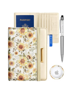 Funda de Pasaporte Slohif Girasol con Bloqueo RFID y Airtag