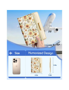 Funda de Pasaporte Slohif Girasol con Bloqueo RFID y Airtag 2