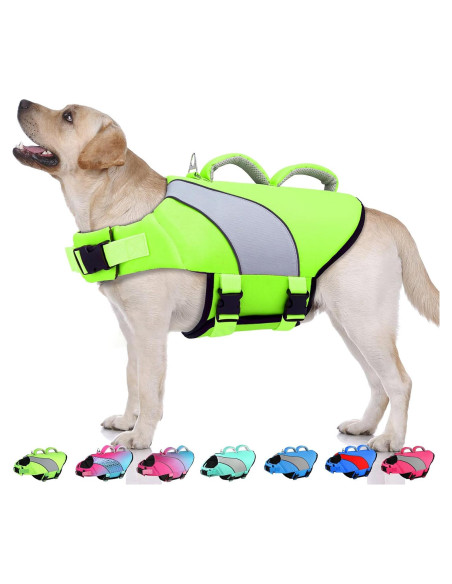 Chaleco de Vida para Perros Doglay Doble Asa Verde 50-75cm