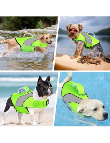 Chaleco de Vida para Perros Doglay Doble Asa Verde 50-75cm