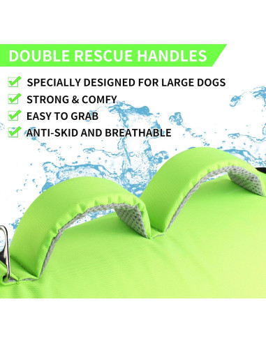 Chaleco de Vida para Perros Doglay Doble Asa Verde 50-75cm