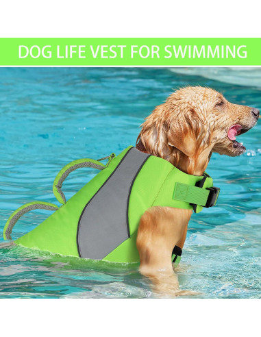 Chaleco de Vida para Perros Doglay Doble Asa Verde 50-75cm