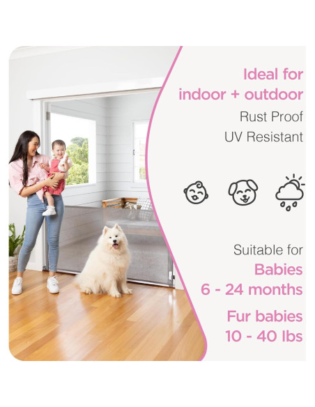 Puerta Retráctil Perma Child Safety 83,82 cm x 180,34 cm Gris