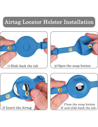 Collar de gato OOPSDOGGY de cuero para AirTag azul