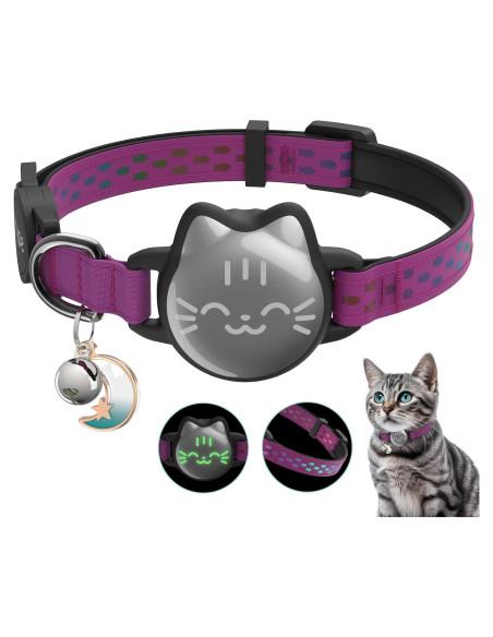 Collar para Gato Tipo Airtag Impermeable Rosa 9-13 pulgadas