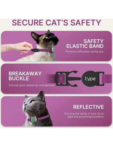 Collar para Gato Tipo Airtag Impermeable Rosa 9-13 pulgadas