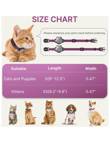 Collar para Gato Tipo Airtag Impermeable Rosa 9-13 pulgadas