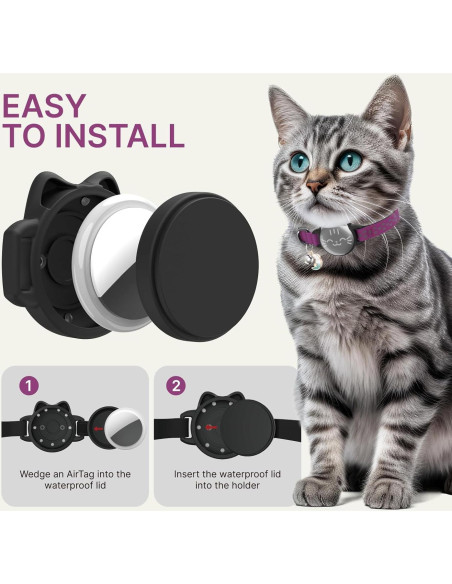 Collar para Gato Tipo Airtag Impermeable Rosa 9-13 pulgadas